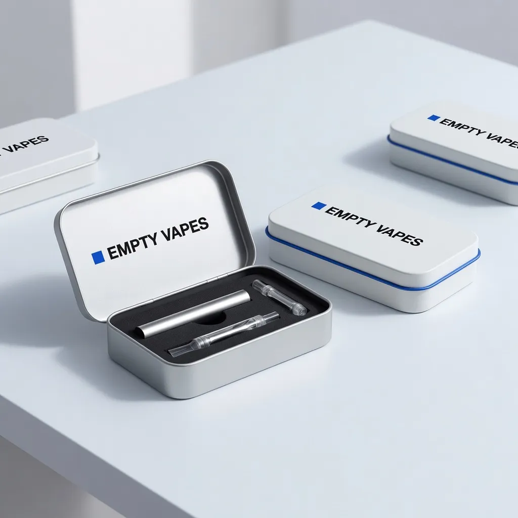 Lata metálica CR con tapa abatible, hardware de vapeo vacío